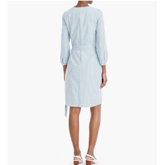 J. Crew Wrap Dress in Striped Cotton Poplin Size 14T - Picture 5 of 13